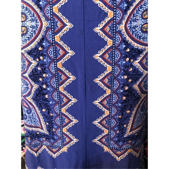 J Jill Dress A-Line Rayon Blue Red Bold Paisley and  Geometric Print Size SP - Picture 11 of 13
